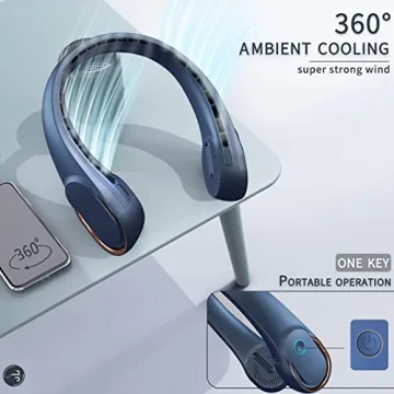 ASNUG Neck Fan - USB Rechargeable, 3 Speed Adjustable