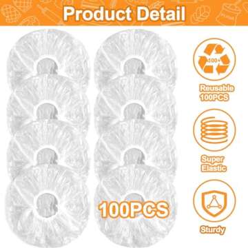 100PCS Bowl Covers for Bread Proofing, Reusable Elastic Sourdough Bread Baking Supplies, Plastic Bowl Covers for Bread Rising, Stretchable Plastic Wrap for Storage Containers