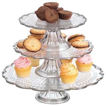 Elegant Stackable 1, 2, or 3 Tiers Glass Scalloped Edge Cake or Cupcake Stand or Individual Cake Plates