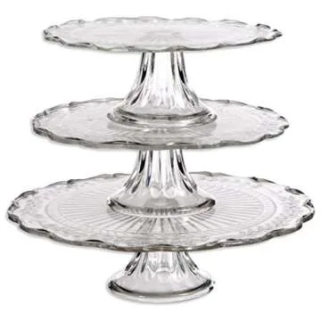 Elegant Stackable 1, 2, or 3 Tiers Glass Scalloped Edge Cake or Cupcake Stand or Individual Cake Plates