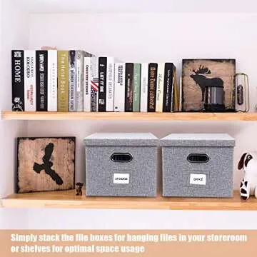 UL Source Upgraded Collapsible Hanging File Storage Box with Smooth Sliding Rail Large Capacity Filing Organizer Box Letter/Legal File Floder Storage, Office Box (Gray-2packs)