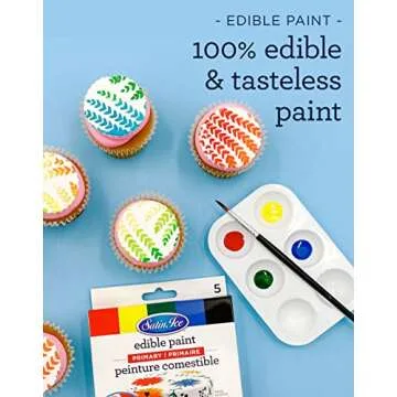 Bundle - Satin Ice White 2 Pound, Vanilla, Fondant + Metallic Edible Paint Kit + Primary Edible Paint Kit