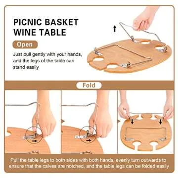 STBoo Picnic Basket for 4, Insulated Wicker Hamper with Folding Table, Willow Picnic Baskets Set with Large Insulated Cooler Bag for Camping Outdoor(Beige)