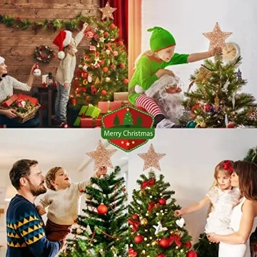 Rose Gold Christmas Tree Topper with 20 LED Lights