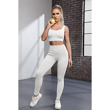 QINSEN Women's Seamless Yoga Leggings and Sports Bra