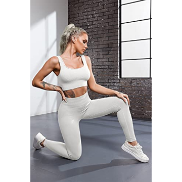 QINSEN Women's Seamless Yoga Leggings and Sports Bra