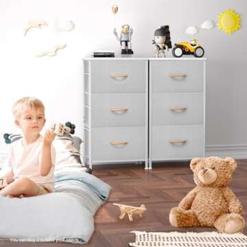 ROMOON Dresser for Bedroom, 3 Chest of Drawers, Fabric Nightstand with Organizer Storage Drawers, Small Closet Dresser for Bedroom, Closet, Entryway, Hallway, Nursery Room (Grey)