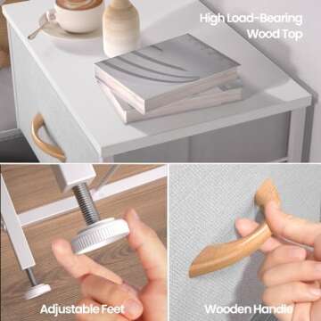 ROMOON Dresser for Bedroom, 3 Chest of Drawers, Fabric Nightstand with Organizer Storage Drawers, Small Closet Dresser for Bedroom, Closet, Entryway, Hallway, Nursery Room (Grey)