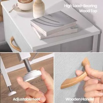 ROMOON Dresser for Bedroom, 3 Chest of Drawers, Fabric Nightstand with Organizer Storage Drawers, Small Closet Dresser for Bedroom, Closet, Entryway, Hallway, Nursery Room (Grey)