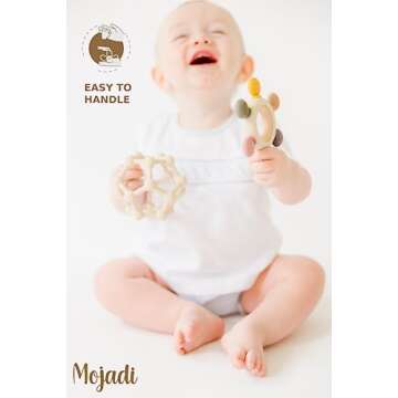 Montessori Baby Teething Toys Set - Food-Grade Silicone, BPA-Free, Teethers for Babies 0-6, 6-12 Mon...
