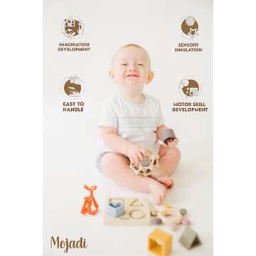 Montessori Baby Teething Toys Set - Food-Grade Silicone, BPA-Free, Teethers for Babies 0-6, 6-12 Months, Infant Teething Relief, Baby Puzzle, Baby Shower Gifts, Infant Sensory Toys