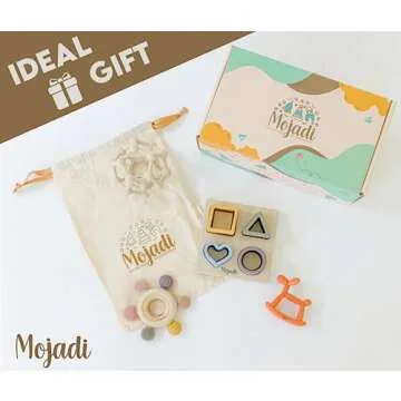 Montessori Baby Teething Toys Set - Food-Grade Silicone, BPA-Free, Teethers for Babies 0-6, 6-12 Months, Infant Teething Relief, Baby Puzzle, Baby Shower Gifts, Infant Sensory Toys