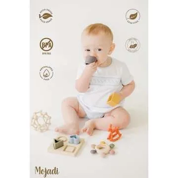 Montessori Baby Teething Toys Set - Food-Grade Silicone, BPA-Free, Teethers for Babies 0-6, 6-12 Months, Infant Teething Relief, Baby Puzzle, Baby Shower Gifts, Infant Sensory Toys