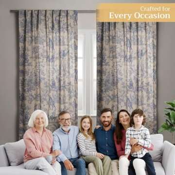 Maison d' Hermine 100% Cotton Curtain - 50"x96" Blue Decorative Curtain - Aesthetic Curtains for Farmhouse, Kitchen & Bedroom - for Spring & Summer - The Miller Collection