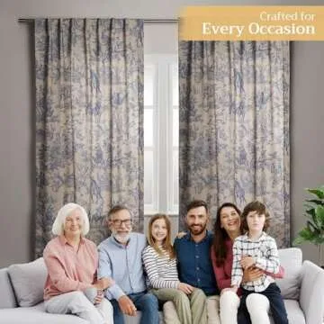 Maison d' Hermine 100% Cotton Curtain - 50"x96" Blue Decorative Curtain - Aesthetic Curtains for Farmhouse, Kitchen & Bedroom - for Spring & Summer - The Miller Collection