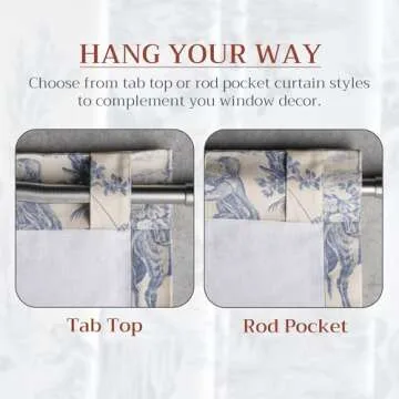 Maison d' Hermine 100% Cotton Curtain - 50"x96" Blue Decorative Curtain - Aesthetic Curtains for Farmhouse, Kitchen & Bedroom - for Spring & Summer - The Miller Collection