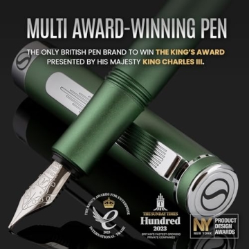 Scriveiner Luxury Fountain Pen Fine Nib Matte Green Chrome