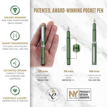 Scriveiner Luxury Fountain Pen Fine Nib Matte Green Chrome