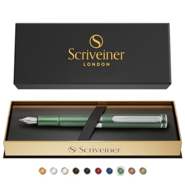 Scriveiner Luxury Fountain Pen Fine Nib Matte Green Chrome