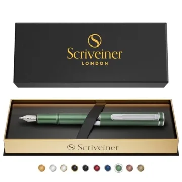 Scriveiner Luxury Fountain Pen Fine Nib Matte Green Chrome