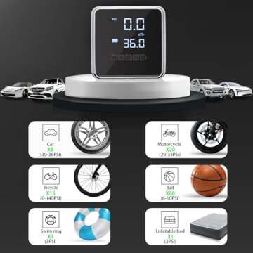 Tire Inflator Portable Air Compressor - 150 PSI Air Pump for Car Tires - 4X Faster Inflation, Smart Pump Tire Inflator for Cars, Motorcycles, Bicycles, Balls