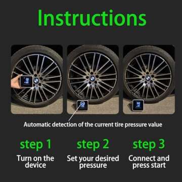 Tire Inflator Portable Air Compressor - 150 PSI Air Pump for Car Tires - 4X Faster Inflation, Smart Pump Tire Inflator for Cars, Motorcycles, Bicycles, Balls