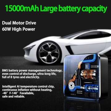 Tire Inflator Portable Air Compressor - 150 PSI Air Pump for Car Tires - 4X Faster Inflation, Smart Pump Tire Inflator for Cars, Motorcycles, Bicycles, Balls