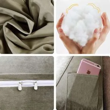 WOWMAX Headboard Wedge Pillow King Triangular Headboard Pillow Bed Wedge Pillow for Headboard Bolster Pillow for Bed Wedge Pillow Headboard Daybed Pillows, Velvet(100% Cotton) Beige-Gray