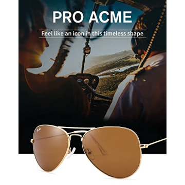 Pro Acme Classic Aviator Sunglasses for Men Women 100% Real Glass Lens (Brown/Glass/Non Polarized)