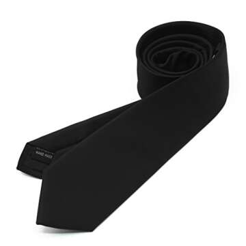 ZENXUS Skinny Solid Ties for Men, 2.5 inch Matte Black Slim Neckties Bulk for Wedding, Groomsmen, Activities, 4-Pack