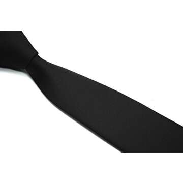 ZENXUS Skinny Solid Ties for Men, 2.5 inch Matte Black Slim Neckties Bulk for Wedding, Groomsmen, Activities, 4-Pack