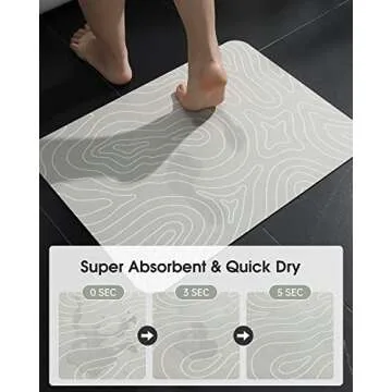 LIYOUYA Super Absorbent Bath Mat Bathroom Rugs Washable Quick Dry Non Slip Bathroom Mats Soft Thin Diatomaceous Waterproof Rubber Backed Bath Rug Fit for Under Door Tub Shower Floor 17x35 Beige