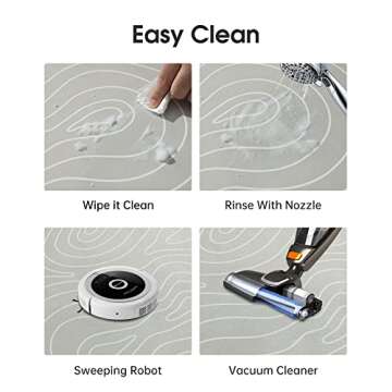 LIYOUYA Super Absorbent Bath Mat Bathroom Rugs Washable Quick Dry Non Slip Bathroom Mats Soft Thin Diatomaceous Waterproof Rubber Backed Bath Rug Fit for Under Door Tub Shower Floor 17x35 Beige