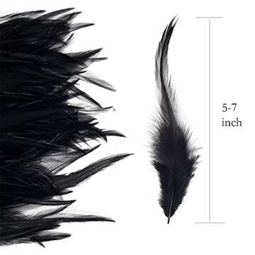 Happy Feather 100PCS Saddle Hackle Rooster Feather for Crafts, 5-7 inch Natural Pheasant Neck Feathe...