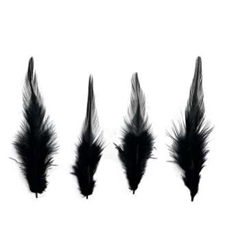 Happy Feather 100PCS Saddle Hackle Rooster Feather for Crafts, 5-7 inch Natural Pheasant Neck Feathers DIY Pendant Earrings Dream Catcher-Black