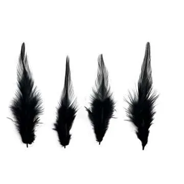 Happy Feather 100PCS Saddle Hackle Rooster Feather for Crafts, 5-7 inch Natural Pheasant Neck Feathers DIY Pendant Earrings Dream Catcher-Black