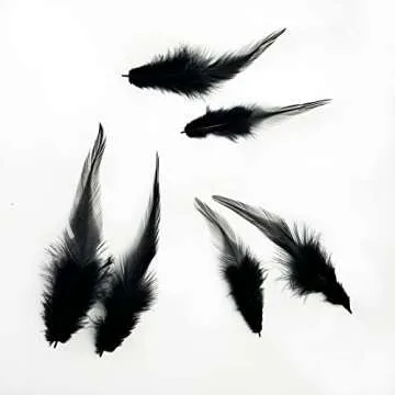 Happy Feather 100PCS Saddle Hackle Rooster Feather for Crafts, 5-7 inch Natural Pheasant Neck Feathers DIY Pendant Earrings Dream Catcher-Black