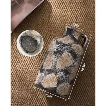 Rustic Clay Large Vase,10.2 inch Pottery Decorative Vase,Farmhouse Terracotta Tall Vase for Home Decor,Living Room Mantel,Enterway,Table Decoration-Rust Black