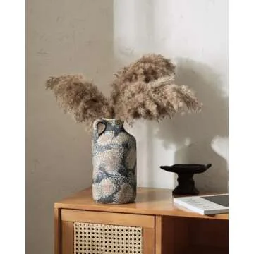 Rustic Clay Large Vase,10.2 inch Pottery Decorative Vase,Farmhouse Terracotta Tall Vase for Home Decor,Living Room Mantel,Enterway,Table Decoration-Rust Black