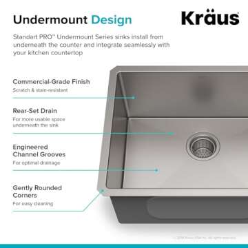 Durable 23-Inch KRAUS Undermount Stainless Steel Kitchen Sink