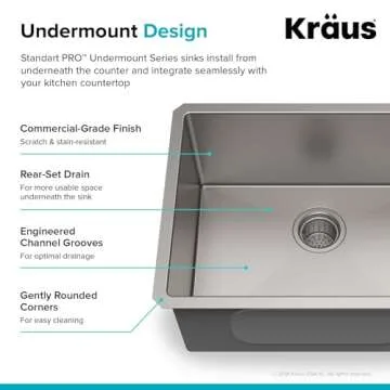 Durable 23-Inch KRAUS Undermount Stainless Steel Kitchen Sink
