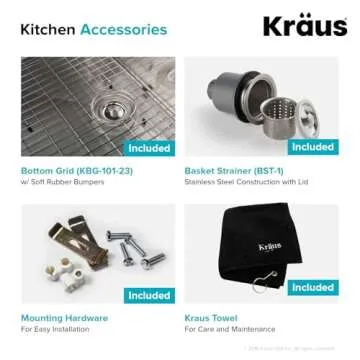 Durable 23-Inch KRAUS Undermount Stainless Steel Kitchen Sink