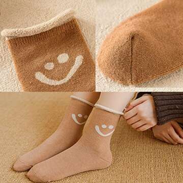 6 Pair Cute Smile Face Cotton Sock Smile Socks Women Winter Ankle Sock for Girl