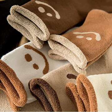 6 Pair Cute Smile Face Cotton Sock Smile Socks Women Winter Ankle Sock for Girl