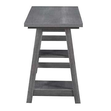 Convenience Concepts Designs2Go Trestle Desk with Shelves, 47", Charcoal Gray