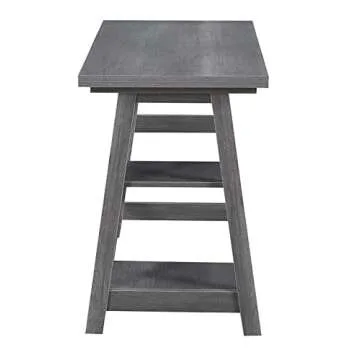 Convenience Concepts Designs2Go Trestle Desk with Shelves, 47", Charcoal Gray