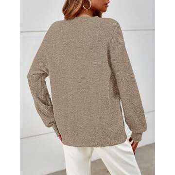 MEROKEETY Women's 2024 Fall Winter Oversized Pullover Sweater Trendy Crew Neck Long Sleeve Heathered Knit Jumper Tops Mocha Large