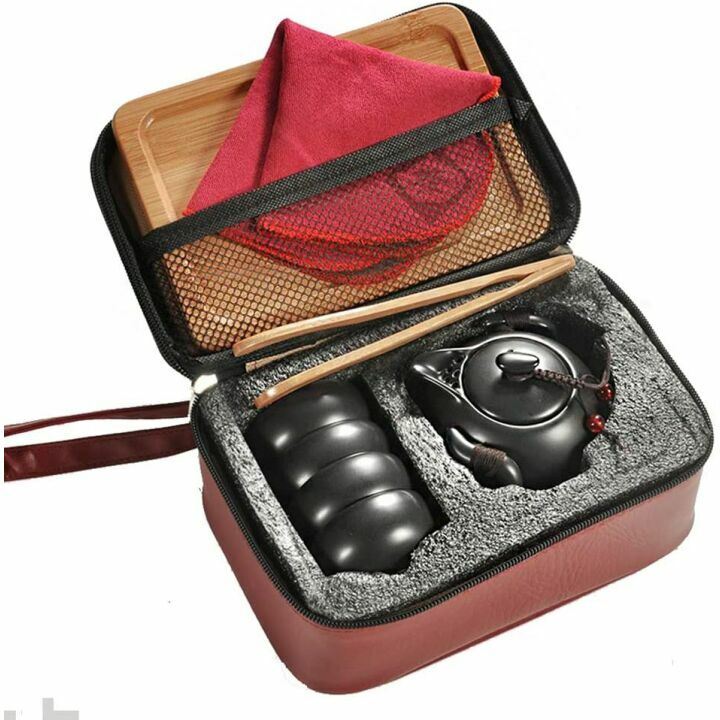 Handmade Hoobar Ceramic Kungfu Tea Set with Travel Bag