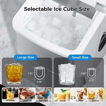 AGLUCKY Ice Makers Countertop with Self-Cleaning, 26lbs/24hrs, 9 Cubes Ready in 6 Mins, Portable Ice Machine with 2 Sizes Bullet Ice/Ice Scoop/Basket for Home/Kitchen/Office/Bar/Party, Grey