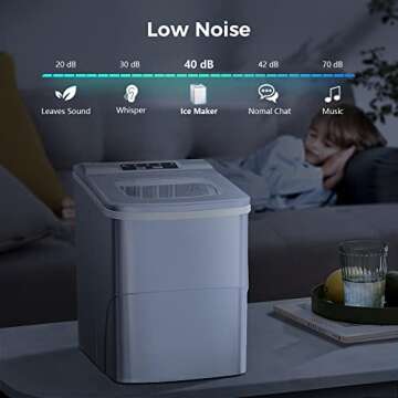 AGLUCKY Ice Makers Countertop with Self-Cleaning, 26lbs/24hrs, 9 Cubes Ready in 6 Mins, Portable Ice Machine with 2 Sizes Bullet Ice/Ice Scoop/Basket for Home/Kitchen/Office/Bar/Party, Grey